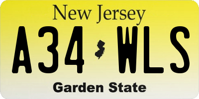 NJ license plate A34WLS