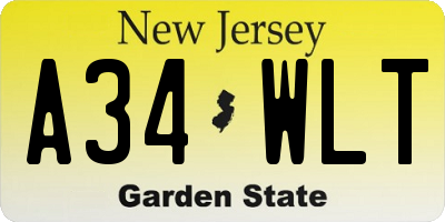 NJ license plate A34WLT