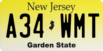 NJ license plate A34WMT