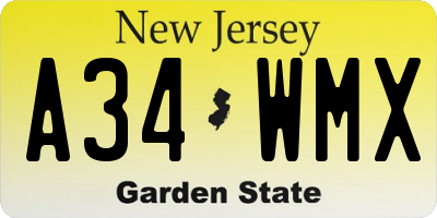 NJ license plate A34WMX