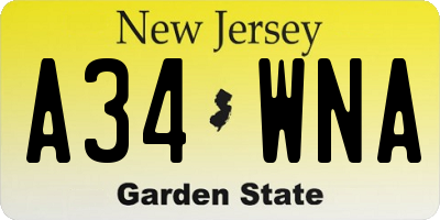 NJ license plate A34WNA