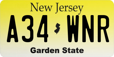 NJ license plate A34WNR