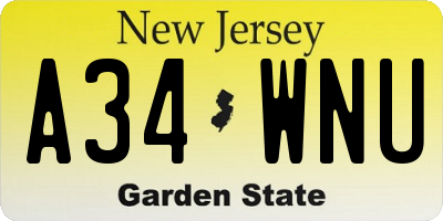 NJ license plate A34WNU