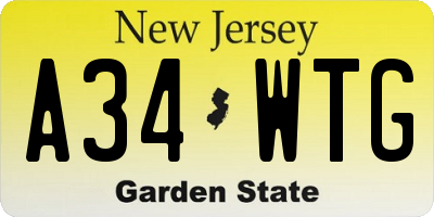 NJ license plate A34WTG