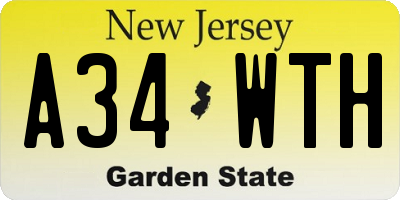 NJ license plate A34WTH