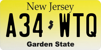 NJ license plate A34WTQ