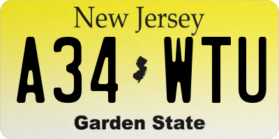 NJ license plate A34WTU