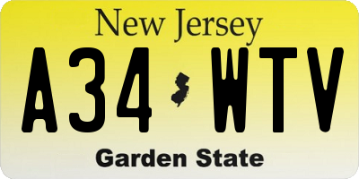 NJ license plate A34WTV