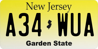 NJ license plate A34WUA