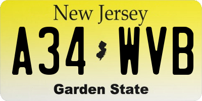 NJ license plate A34WVB