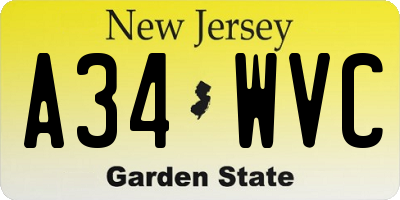 NJ license plate A34WVC
