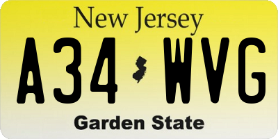NJ license plate A34WVG