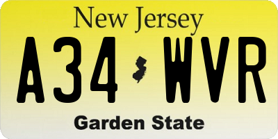 NJ license plate A34WVR