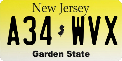 NJ license plate A34WVX