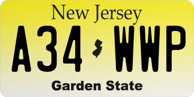 NJ license plate A34WWP