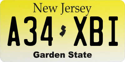 NJ license plate A34XBI