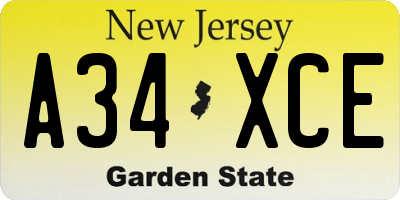 NJ license plate A34XCE