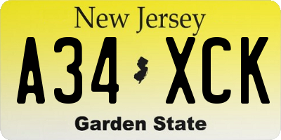 NJ license plate A34XCK