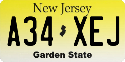 NJ license plate A34XEJ