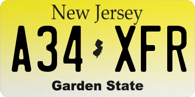 NJ license plate A34XFR