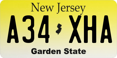 NJ license plate A34XHA