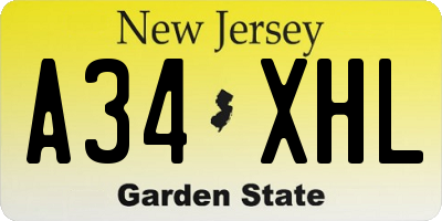 NJ license plate A34XHL