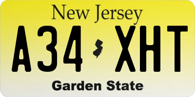NJ license plate A34XHT