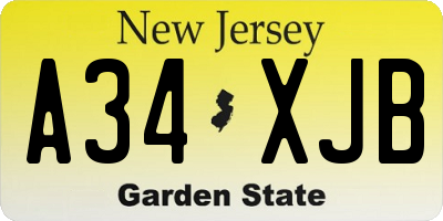 NJ license plate A34XJB