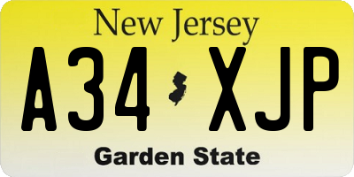 NJ license plate A34XJP