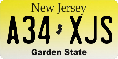NJ license plate A34XJS