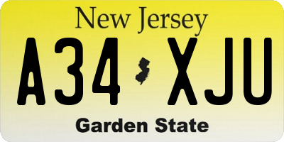 NJ license plate A34XJU