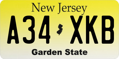 NJ license plate A34XKB