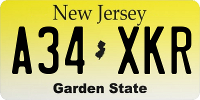 NJ license plate A34XKR