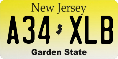 NJ license plate A34XLB