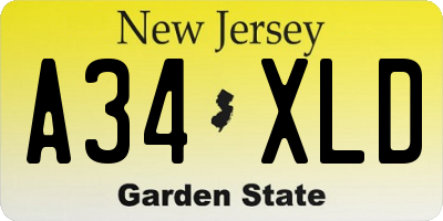 NJ license plate A34XLD