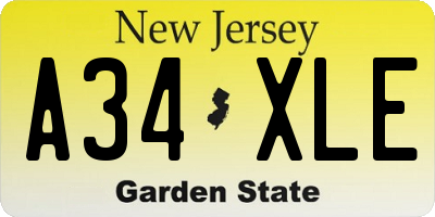 NJ license plate A34XLE