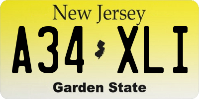 NJ license plate A34XLI