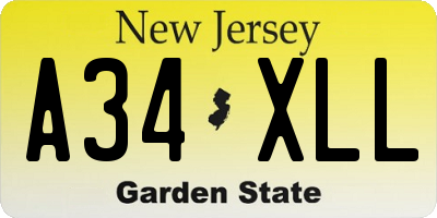 NJ license plate A34XLL