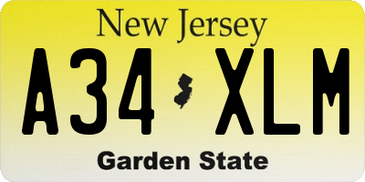 NJ license plate A34XLM