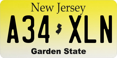 NJ license plate A34XLN