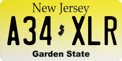 NJ license plate A34XLR