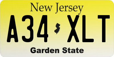 NJ license plate A34XLT