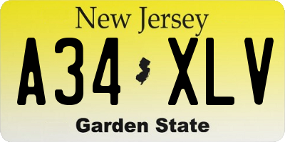 NJ license plate A34XLV
