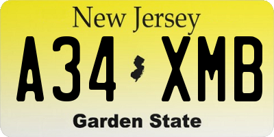 NJ license plate A34XMB