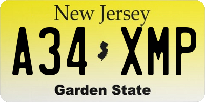 NJ license plate A34XMP