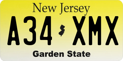 NJ license plate A34XMX