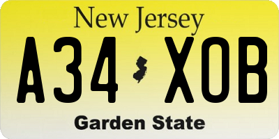 NJ license plate A34XOB
