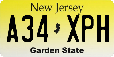 NJ license plate A34XPH