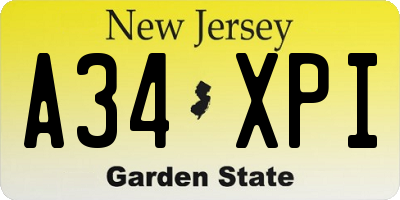 NJ license plate A34XPI