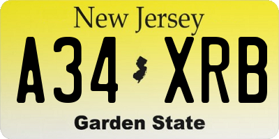 NJ license plate A34XRB